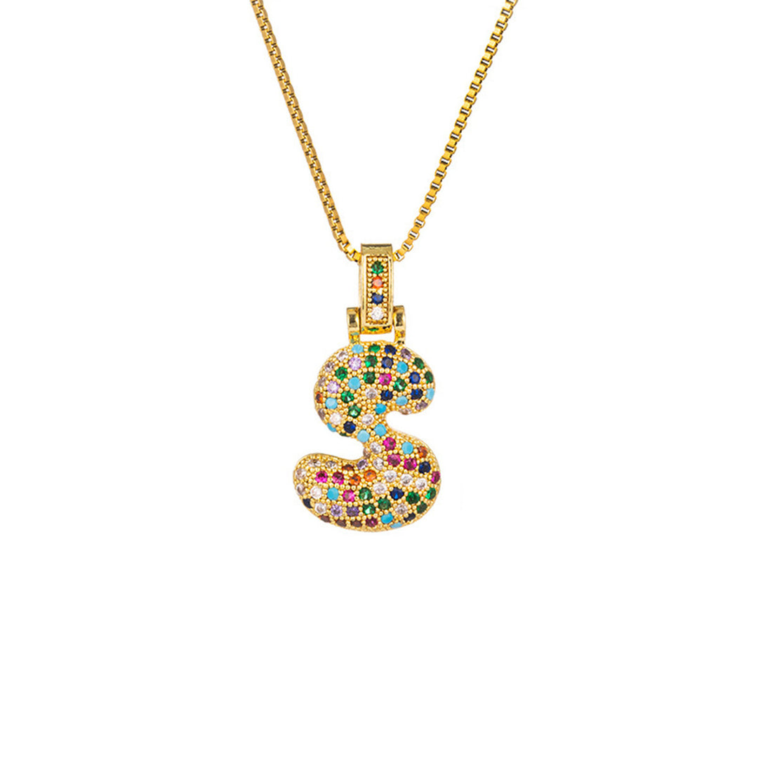 Zircon Letter Pendant Necklace