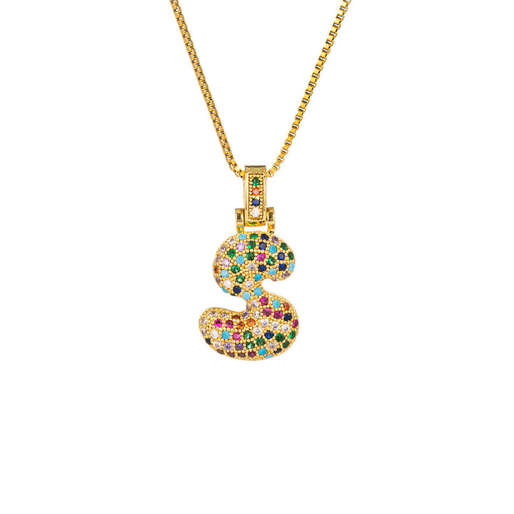 Zircon Letter Pendant Necklace