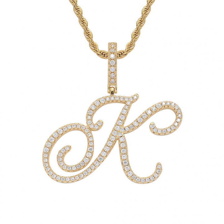 Braided Chain Letter Pendant Necklace