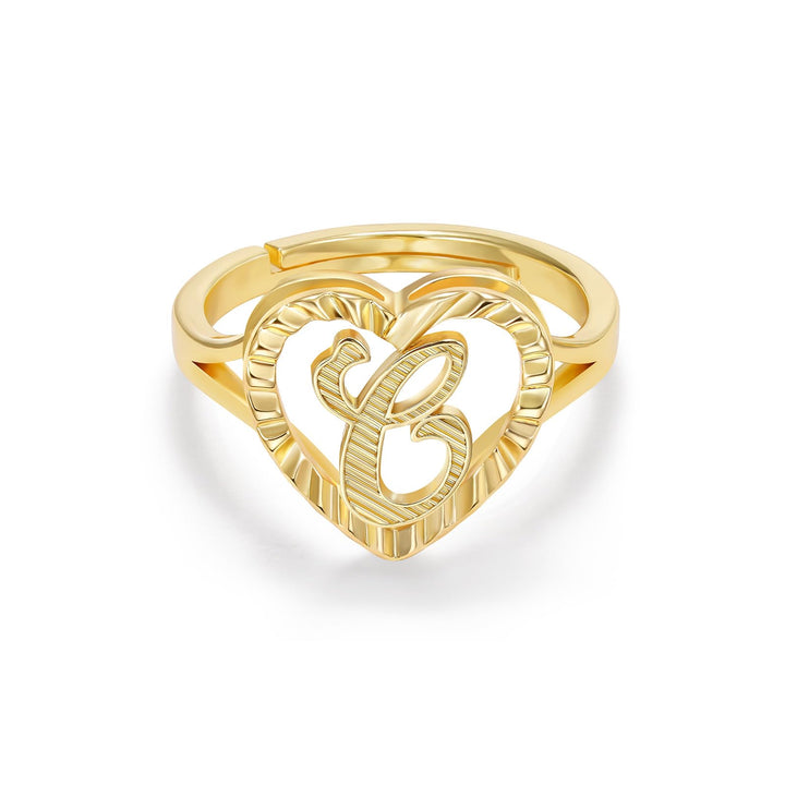 Personalized Initial Heart Open Ring