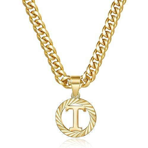 Cuban Chain Necklace with Openwork Letter Pendant