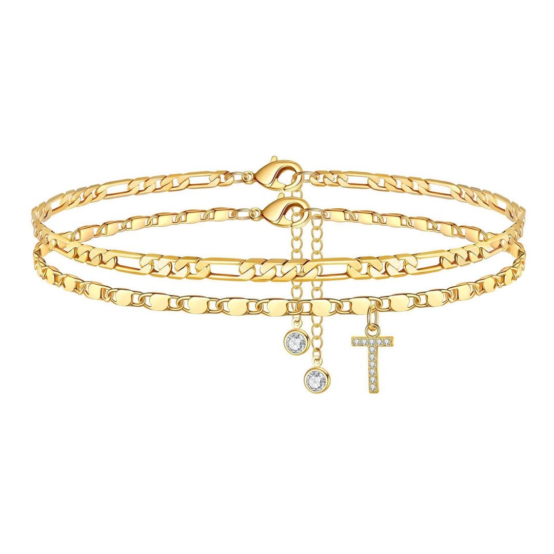Personalized Letter Zircon Stackable Summer Anklet