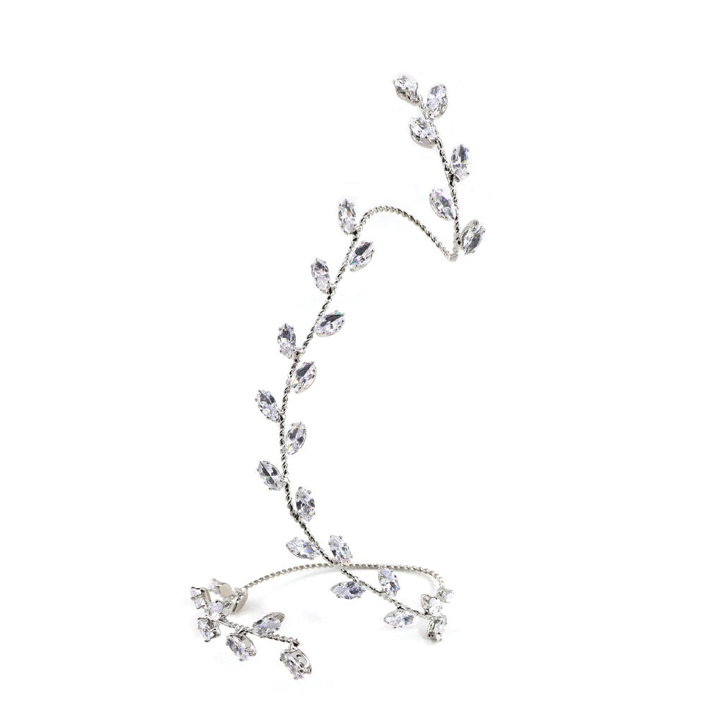Zircon Leaf Linked Finger Bracelet