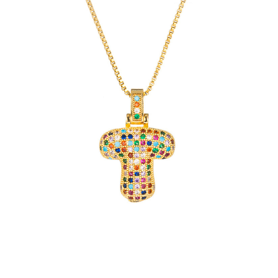 Zircon Letter Pendant Necklace