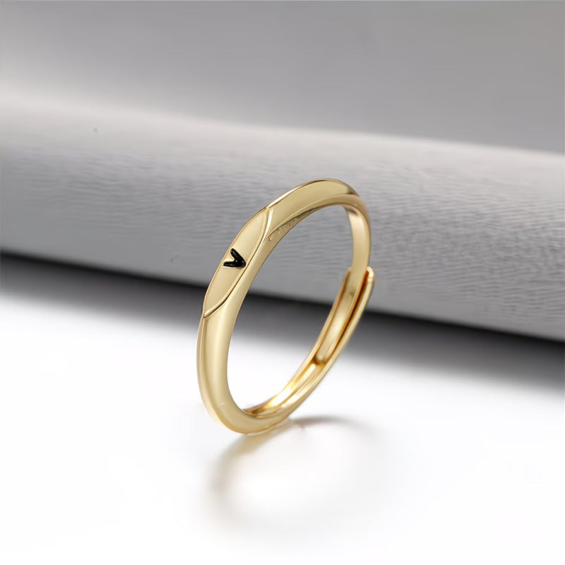 Gold Twist Initial Adjustable Band Ring