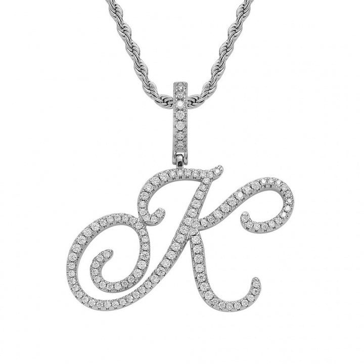 Braided Chain Letter Pendant Necklace