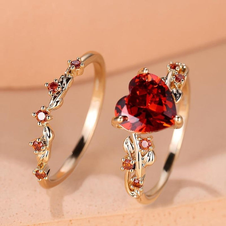 Heart Zircon Stackable Ring Set for Couples