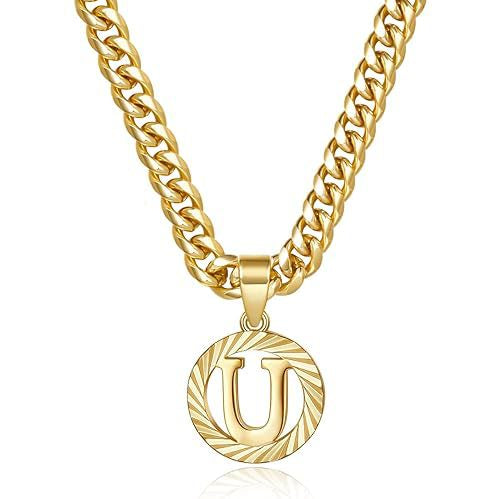 Cuban Chain Necklace with Openwork Letter Pendant