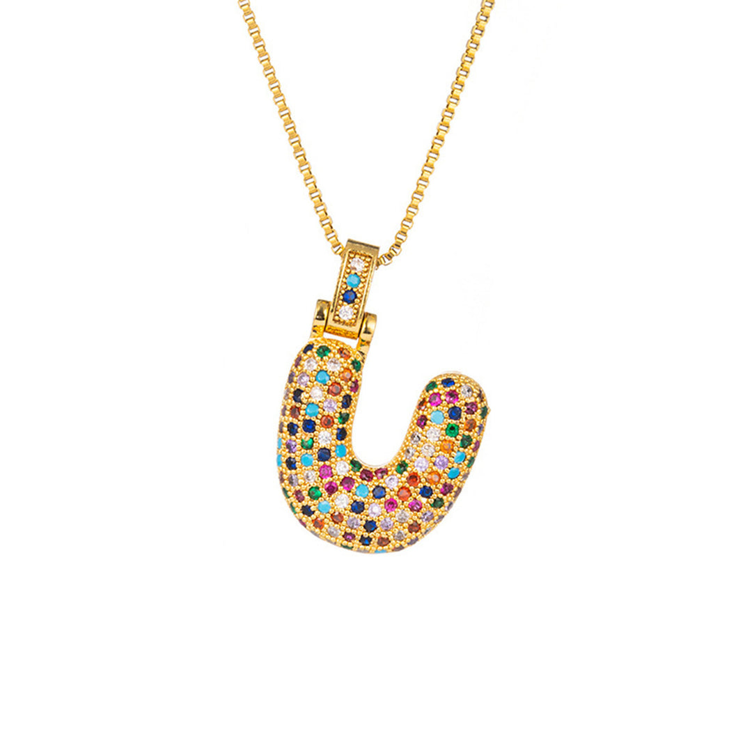 Zircon Letter Pendant Necklace