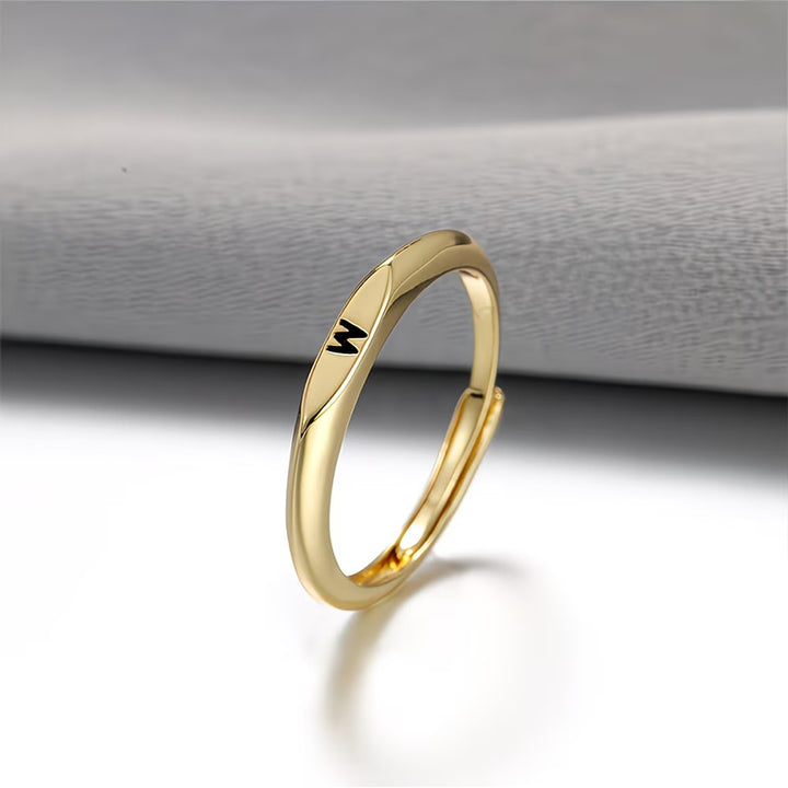 Gold Twist Initial Adjustable Band Ring