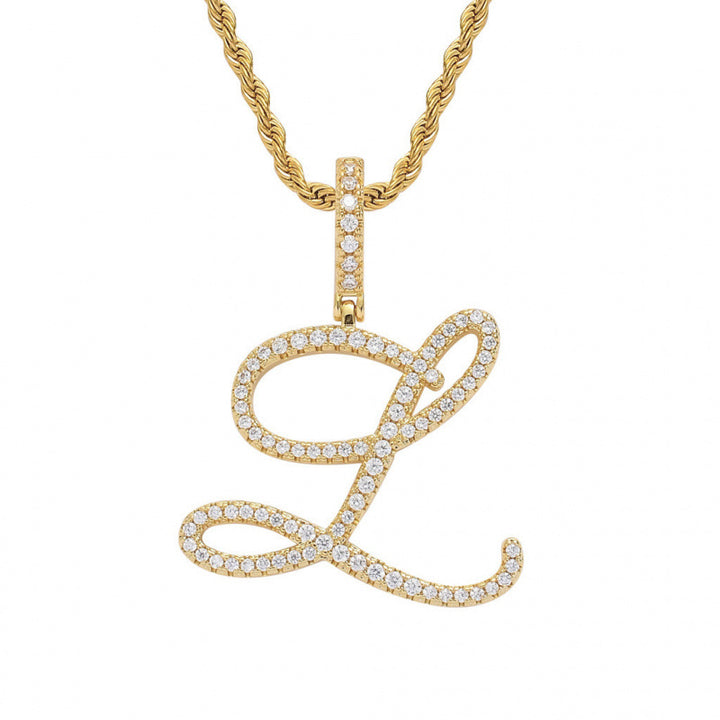 Braided Chain Letter Pendant Necklace