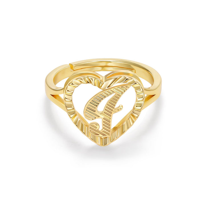 Personalized Initial Heart Open Ring