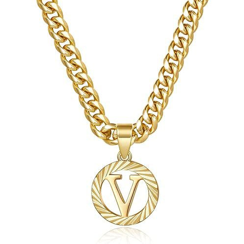 Cuban Chain Necklace with Openwork Letter Pendant