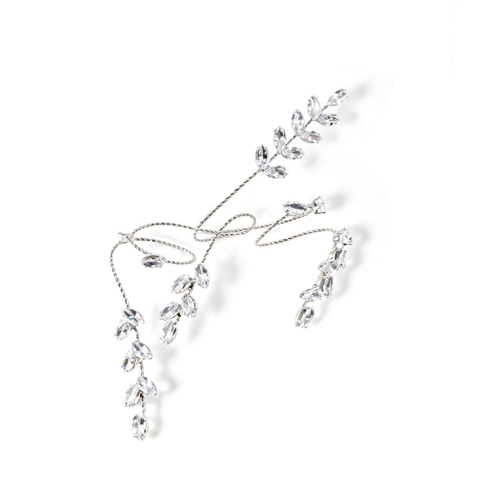 Zircon Leaf Linked Finger Bracelet
