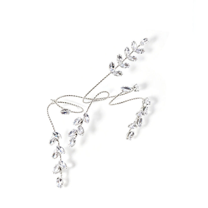 Zircon Leaf Linked Finger Bracelet