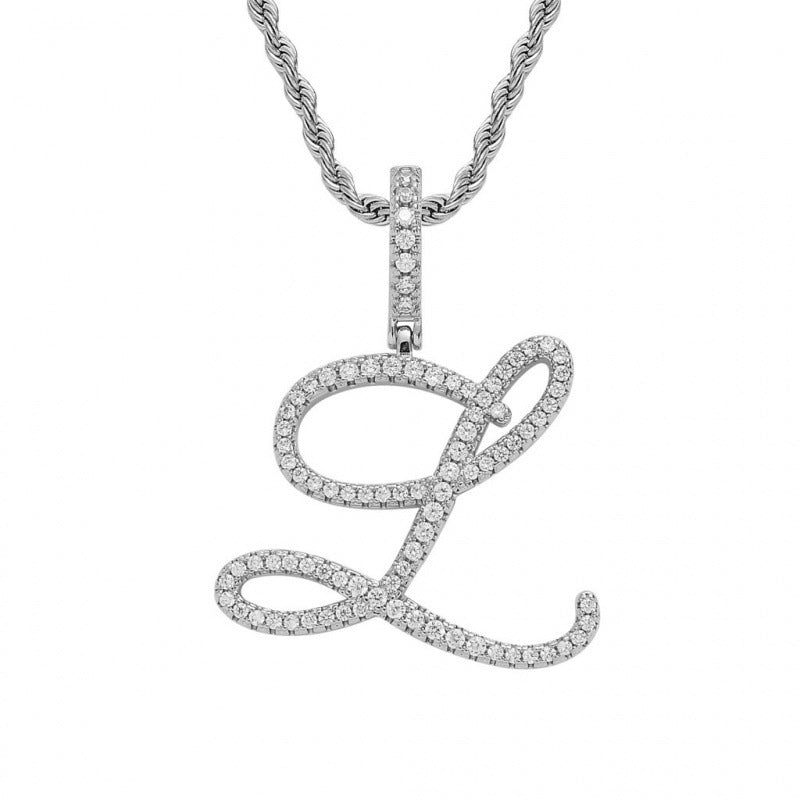 Braided Chain Letter Pendant Necklace
