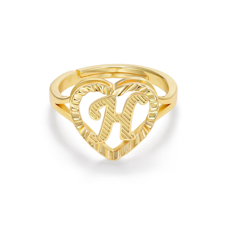 Personalized Initial Heart Open Ring