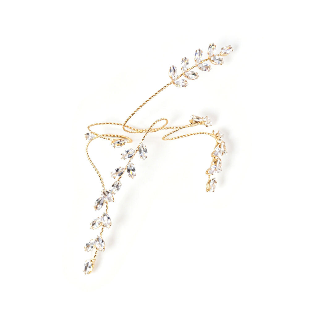 Zircon Leaf Linked Finger Bracelet