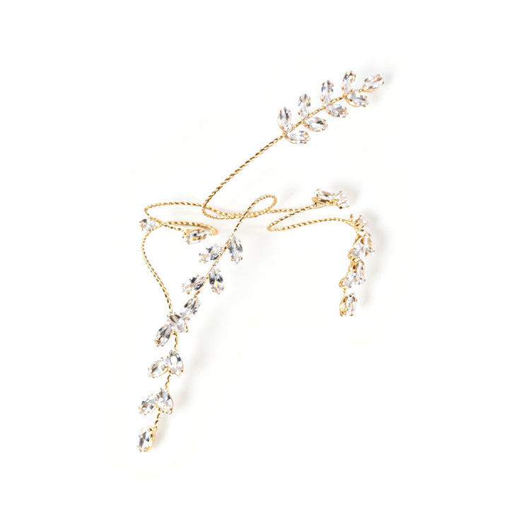 Zircon Leaf Linked Finger Bracelet