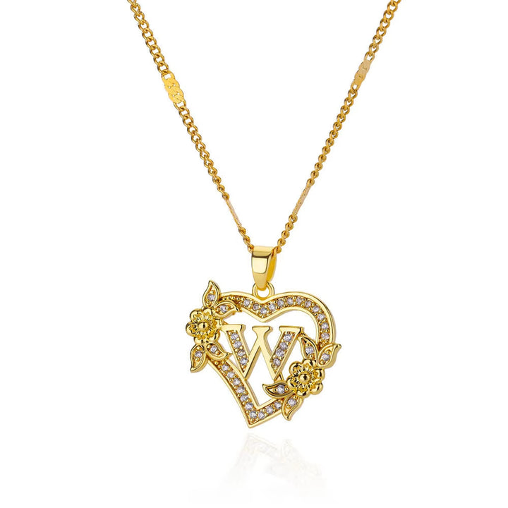 Letter Heart Pendant Necklace