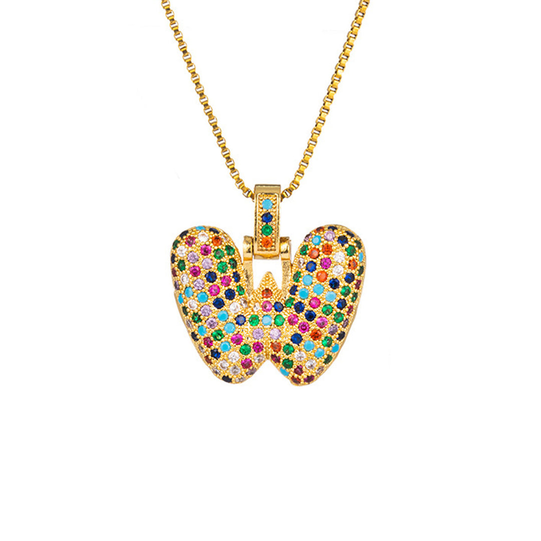 Zircon Letter Pendant Necklace