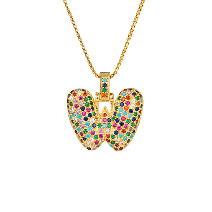 Zircon Letter Pendant Necklace