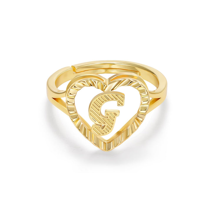 Personalized Initial Heart Open Ring