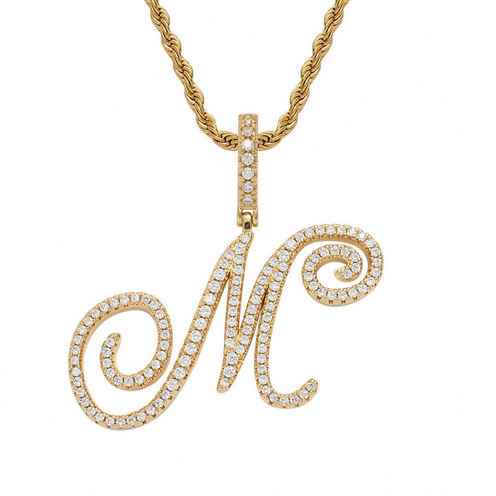Braided Chain Letter Pendant Necklace