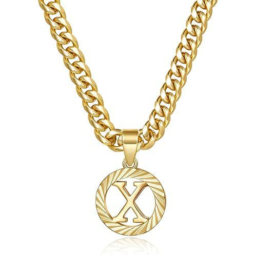 Cuban Chain Necklace with Openwork Letter Pendant