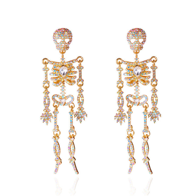 Halloween Sparkly Skeleton Dangling Earrings