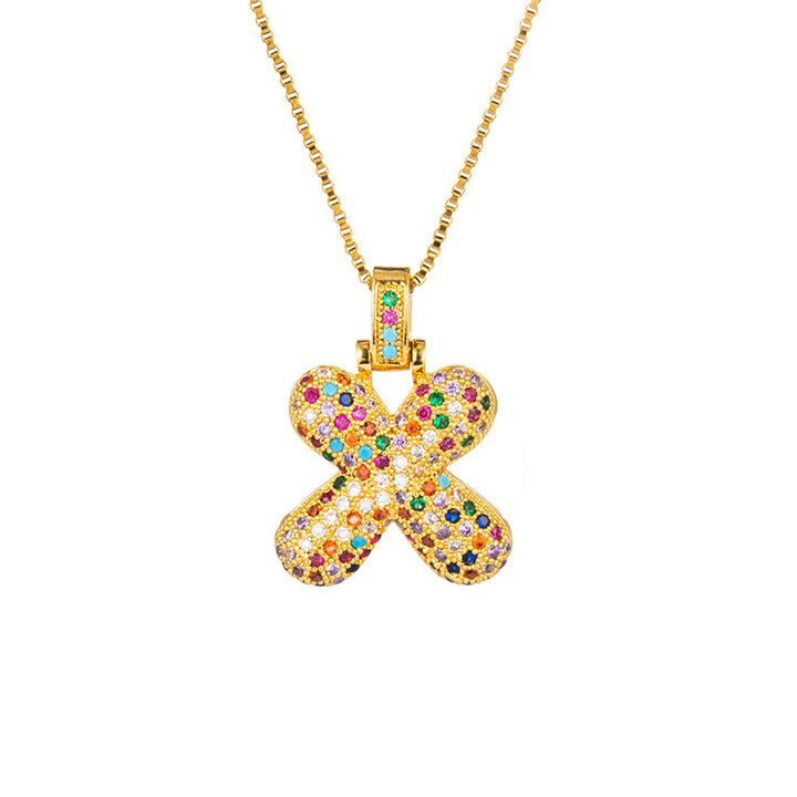 Zircon Letter Pendant Necklace