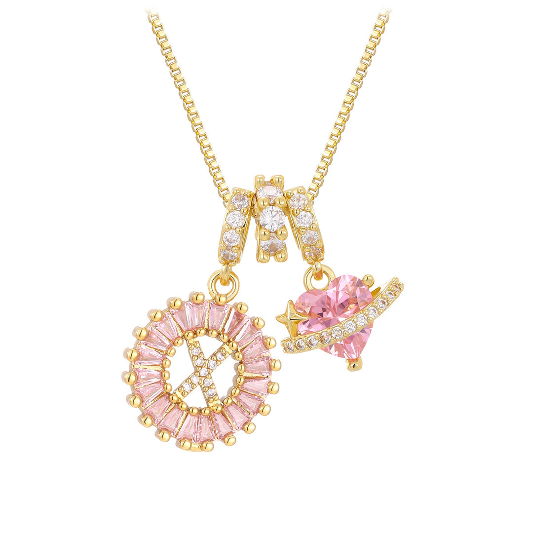 Pink zircon letter pendant necklace