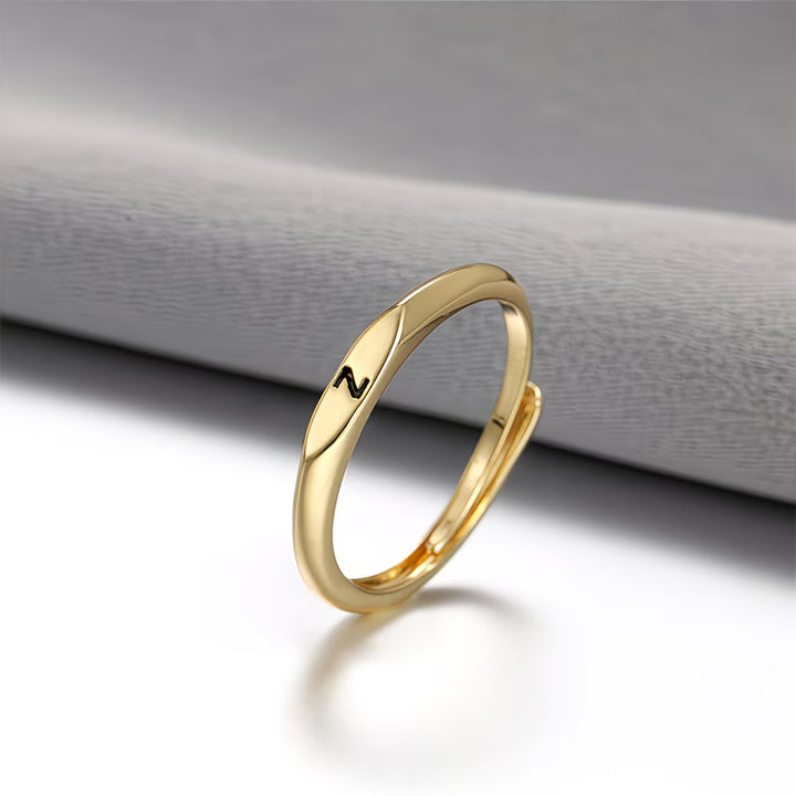 Gold Twist Initial Adjustable Band Ring