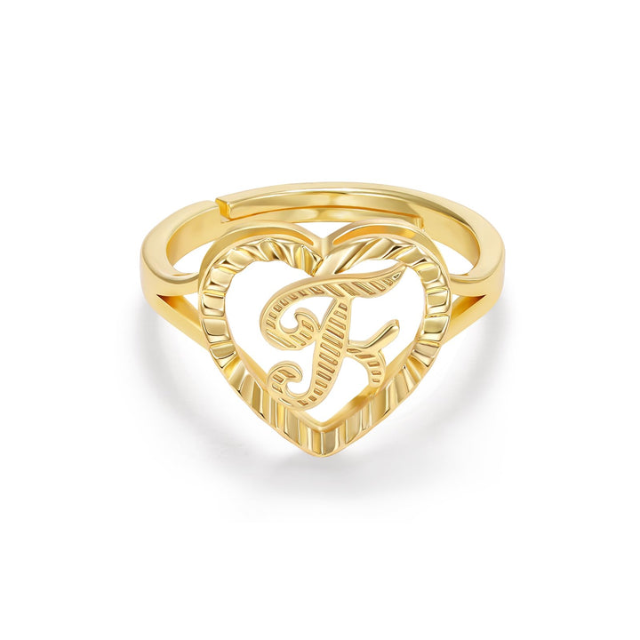 Personalized Initial Heart Open Ring