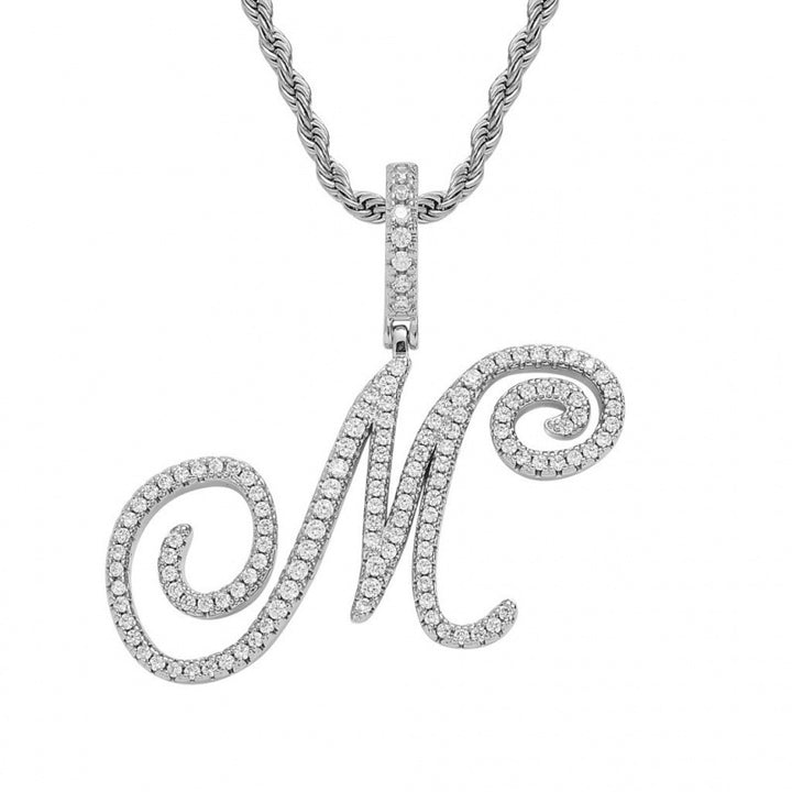 Braided Chain Letter Pendant Necklace