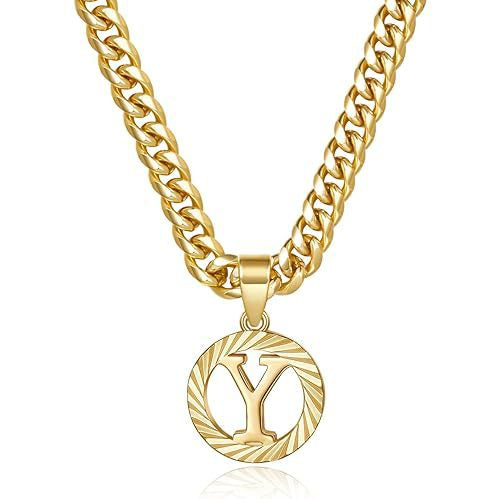Cuban Chain Necklace with Openwork Letter Pendant