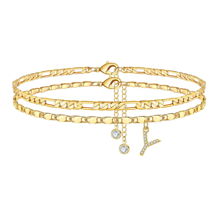 Personalized Letter Zircon Stackable Summer Anklet