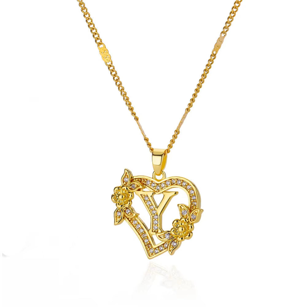 Letter Heart Pendant Necklace