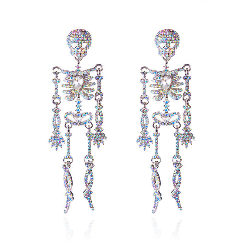 Halloween Sparkly Skeleton Dangling Earrings