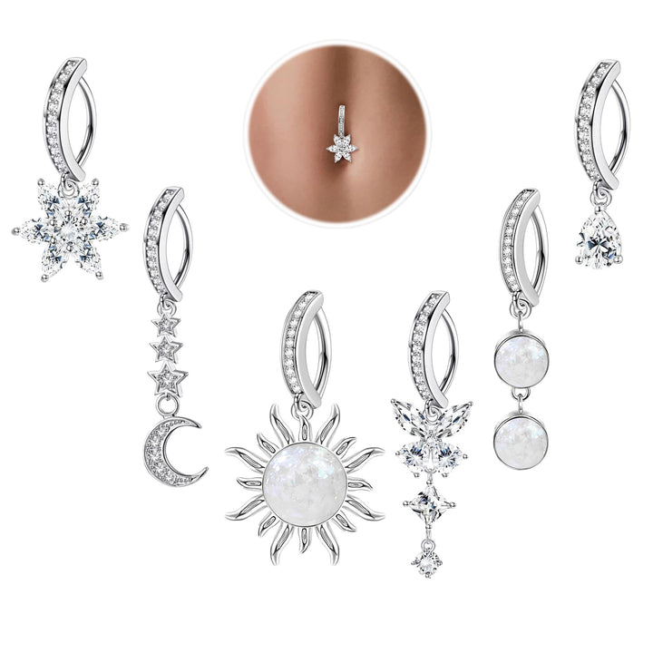 Star Moon Sun Butterfly Belly Hoop For Beach Outfits