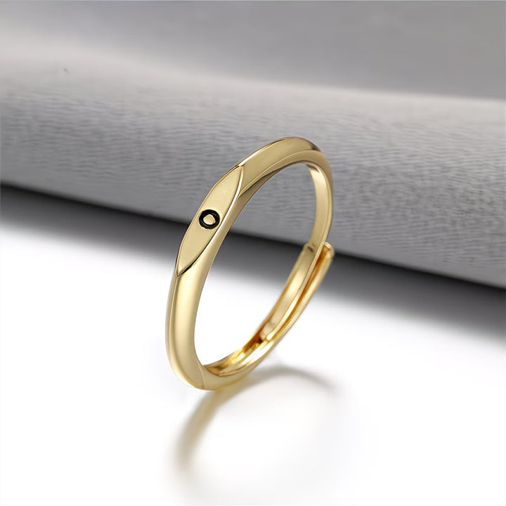 Gold Twist Initial Adjustable Band Ring
