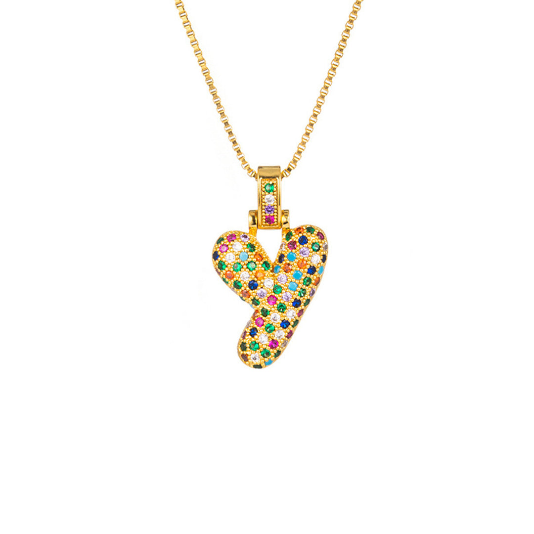 Zircon Letter Pendant Necklace