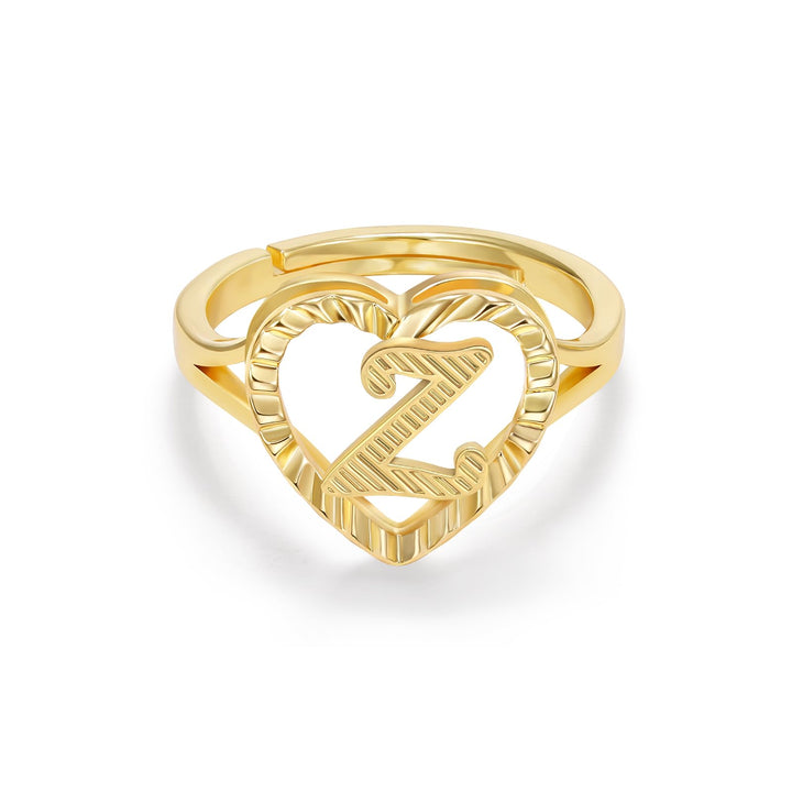 Personalized Initial Heart Open Ring