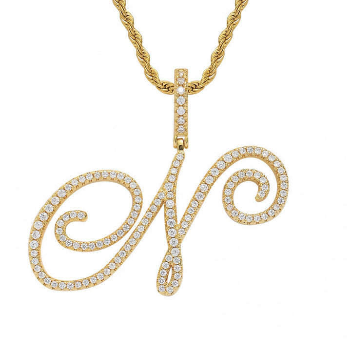 Braided Chain Letter Pendant Necklace
