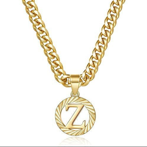 Cuban Chain Necklace with Openwork Letter Pendant