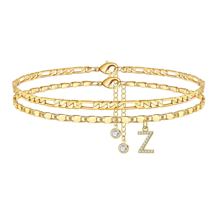 Personalized Letter Zircon Stackable Summer Anklet