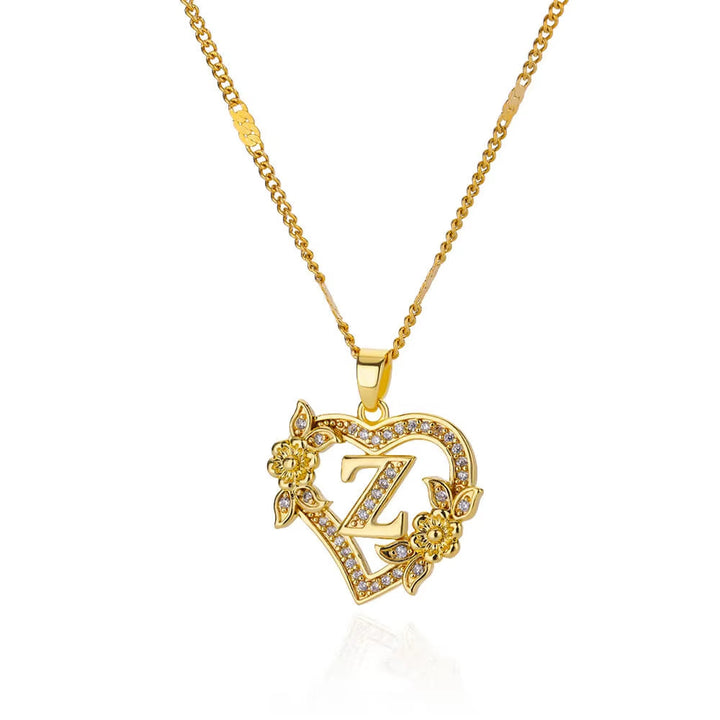 Letter Heart Pendant Necklace