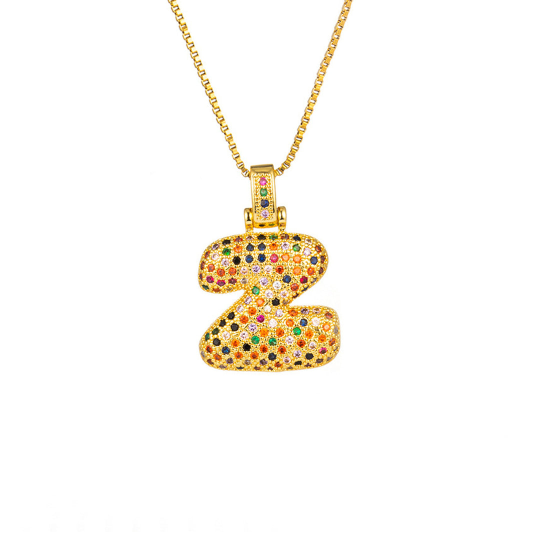 Zircon Letter Pendant Necklace