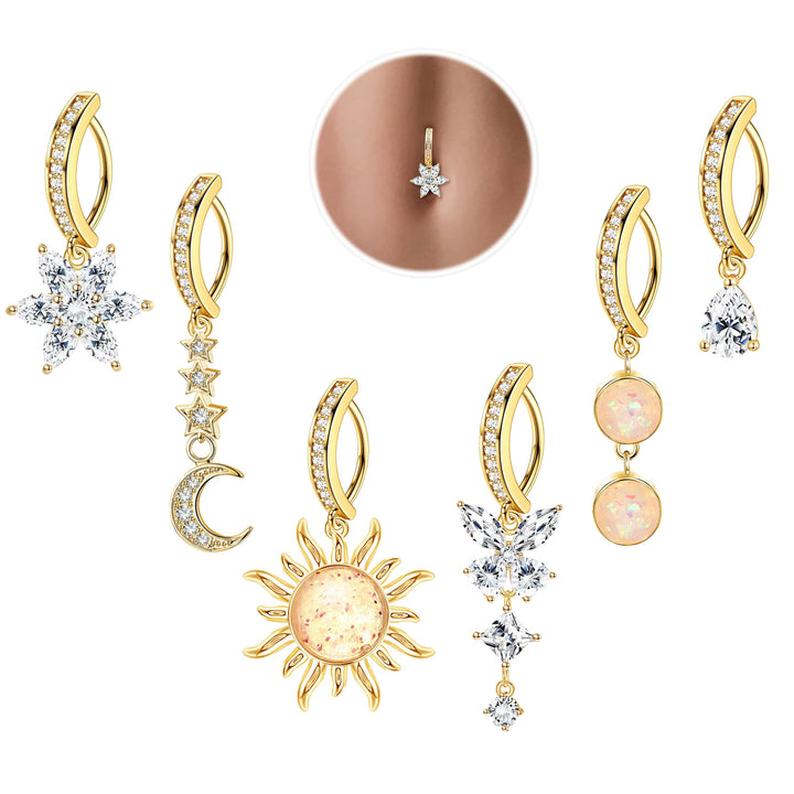 Star Moon Sun Butterfly Belly Hoop For Beach Outfits