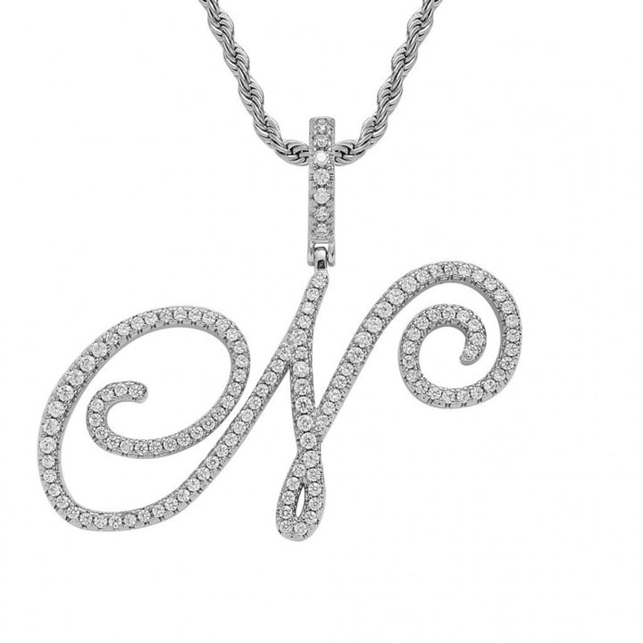 Braided Chain Letter Pendant Necklace
